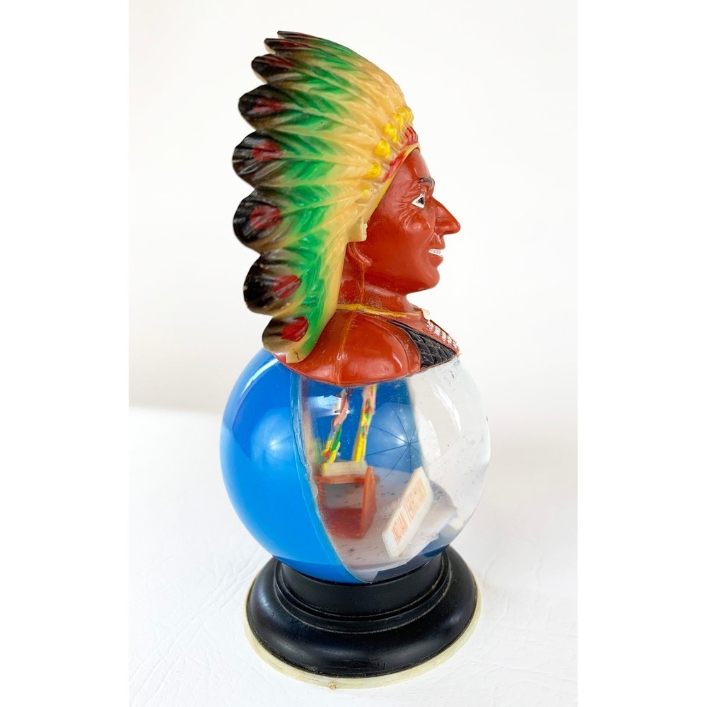 Vintage Native American Indian Territory Snow Globe Dome Souvenir Chief See Saw - Picture 4 of 7